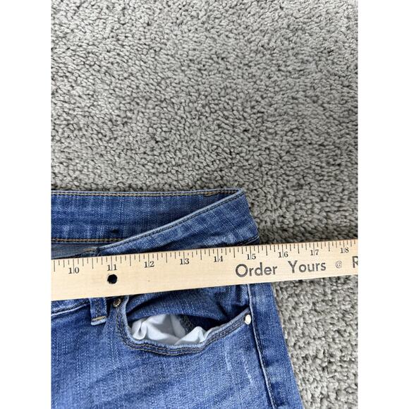 White House Black Market Jeans Womens 6 Blue Mid Rise Skinny Leg Distressed - Picture 8 of 13